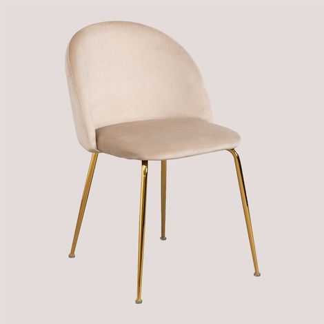 Pack 2 sedie da pranzo in velluto Kana Design SKLUM Marrone Grano Dorato