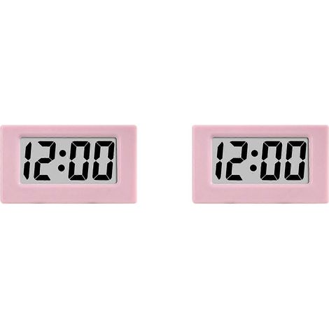 Deux mini réveils électroniques numériques triangulaires à écran LED, parfaits pour la maison, le bureau ou la chambre, rose. (1/3)