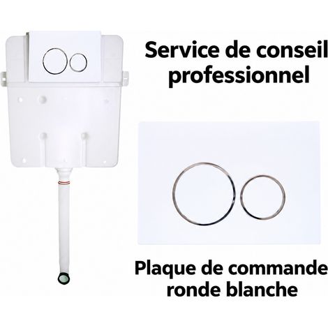 Plaque de commande modèle manuel pour réservoir encastré plaque blanche avec anneau galvanisé 50 × 8 × 49 cm 300 g – Livraison gratuite