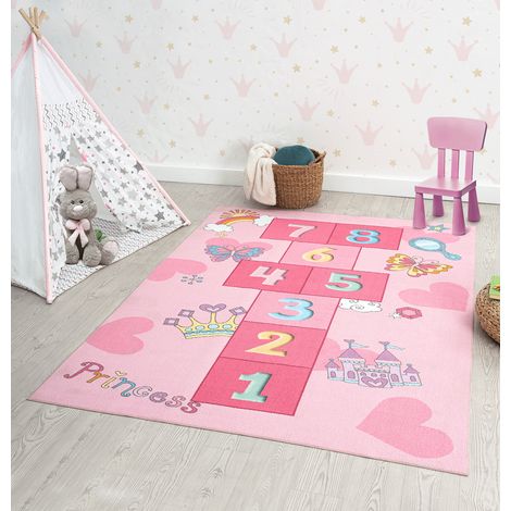 the carpet Happy Life Kinderzimmer, Kinderteppich, Spielteppich, waschbar, Rosa, 080 x 150 cm (1/4)