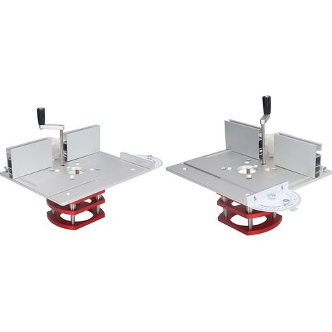 Plateau de table de levage pour défonceuse avec plaque supérieure, pour le travail du bois (rainurage, ébavurage, chanfreinage), couleur argent. (1/5)