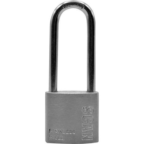 Scan ZB111-32L Stainless Steel Padlock 32mm Long Shackle SCAPLSS32LS