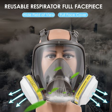 Ortviai Masque Respiratoire Réutilisable Plein Visage Modèle 6800 avec Champ de Vision Élargi pour Peinture, Soudure et Ponçage