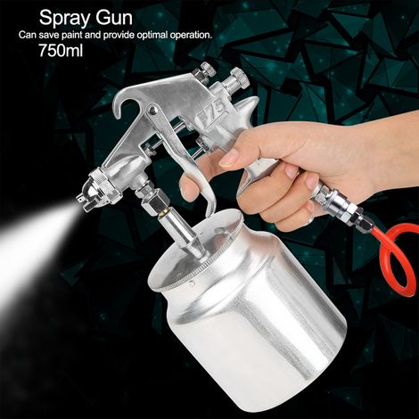 Pistolet à peinture pneumatique avec buse de 1,5 mm et capacité de 750 ml, alimentation par aspiration.