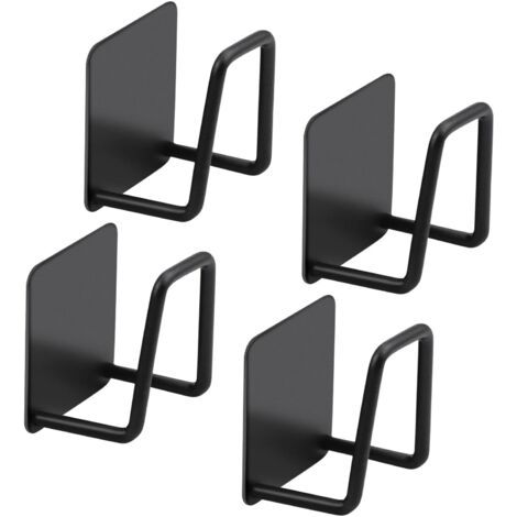 4 Pack Adhesive Sponge Holder, Stainless Steel Adhesive Wall Hook for Bathroom Kitchen (Black) (1/5)