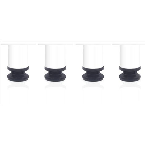 Pieds de Meuble 4 Pieds, Pied de Table 5 cm Blanche Pied Reglable pour Meuble en Hauteur Fabriqué en Acier Inoxydable, Hauteur Réglable de 0 à 15 mm (1/5)