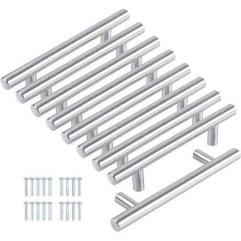Pack de de 8 Poignee de Meuble Cuisine Poignée Cuisine 128mm Poignee Porte , XU,Cuisine Poignée Placard Cuisine en Acier Inoxydable et Nickel Brossé Entraxe 128mm - KZQ