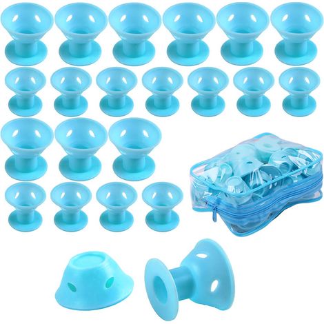 40 rouleaux de soin capillaire magiques en caoutchouc souple, outil de coiffage et de bouclage en silicone, rose (20 grands et 20 petits)