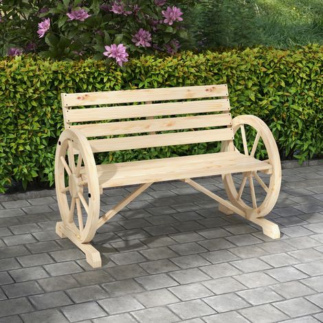 banc de jardin siège 2 places bois naturel rustique HAVRYA (1/4)