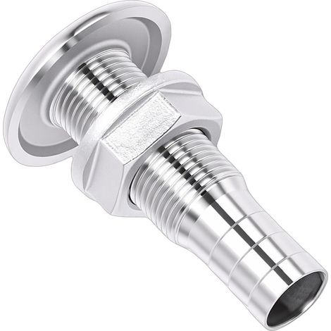 Raccord traversant cannelé en acier inoxydable 316, entrée/sortie, pour équipement marin, filetage demi-filetage 3/8", sans joint. (1/5)