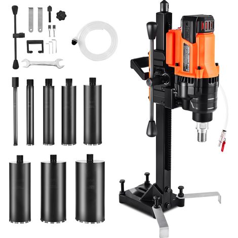 Carotteuse à Diamant Diamètre de Perçage 20-200 mm, Perceuse à Béton sur Pied 3000 W 850 tr/min, Perçage Sèche et Humide, avec 8 Forets, Filetage UNC1 1/4-7, pour Brique, Pierre, Construction (1/5)