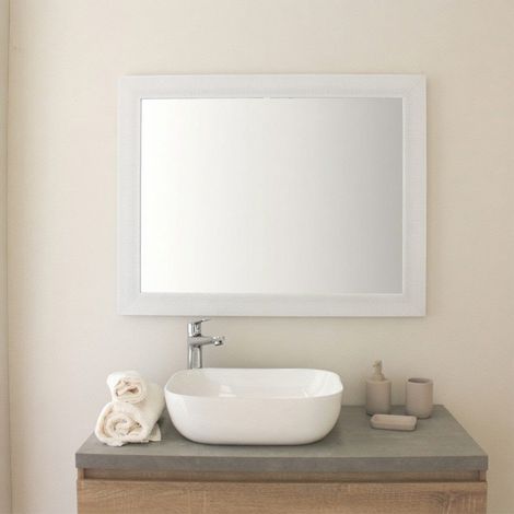 Miroir Rectangulaire Avec Cadre Mdf Blanc Réversible 72,5X92,5 Cm (1/5)