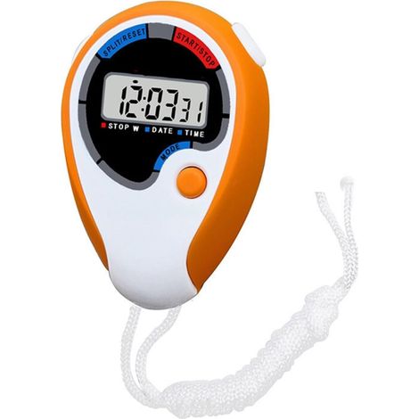 Classique numérique Portable LCD chronographe Sport chronomètre minuterie chronomètre avec Ficelle(Orange) (1/5)