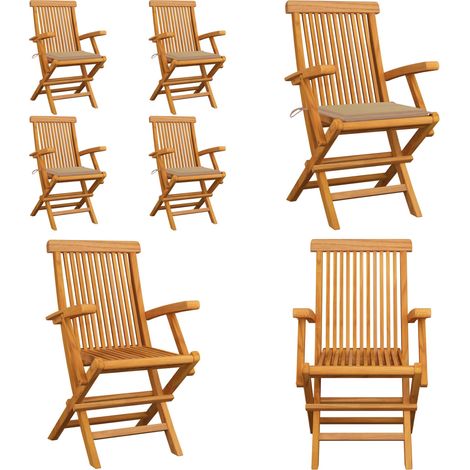 Chaises de jardin et coussins beige lot de 4 Bois teck massif - Chaise De Jardin - Mobilier De Jardin - Fauteuil De Jardin - Terrasse - Jardin - Home & Living (1/5)