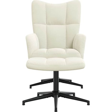 Relaxsessel mit Hocker Cremeweiß Samt vidaXL (1/5)