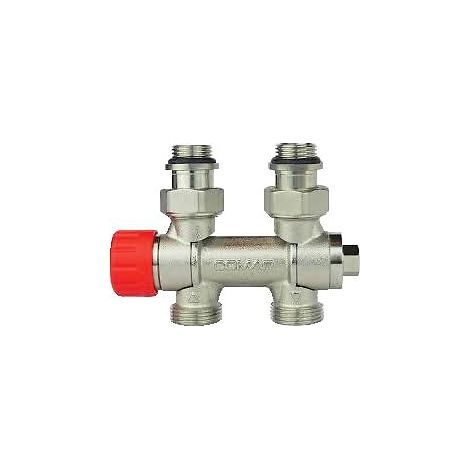 Comap – Robinet thermostatique 15x21 laiton orientable – Connexion centrale 4 en 1 – Raccordement ¾” eurocones – Pour radiateurs compacts