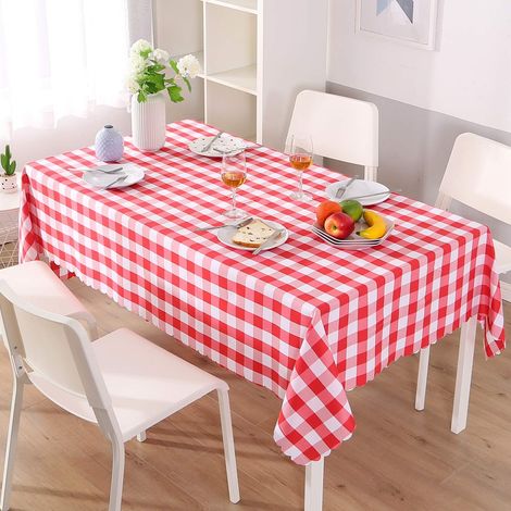 Rechteckige karierte Tischdecke aus fleckenabweisendem Canvas-Gewebe (1/4)