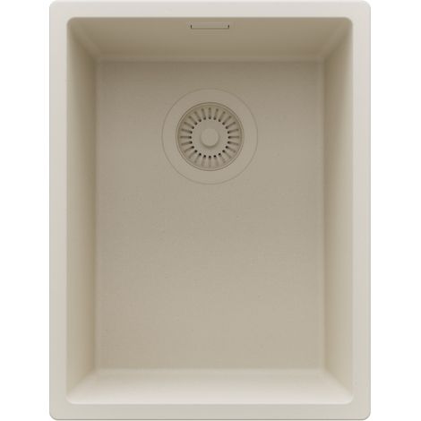 PRIMAGRAN Evier Sous Plan 36x47cm,Evier en Granit 1 bac + Kit de Vidage, Évier au meuble 40cm - London, Beige (1/5)