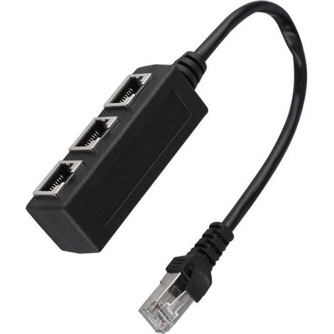 Vie libre© Adaptateur de câble de rallonge Ethernet 1 séparateur de connecteur de transfert de port mâle à 3 femelle (1/4)
