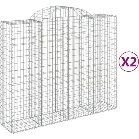 Paniers à gabions arqués 2 pcs  Mur en gabion 200x50x160/180 cm Fer galvanisé