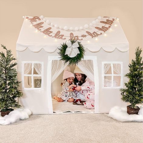 Tenda da gioco per bambini con tappetino e luci a corda da 4 m, casetta dei giochi Interno Tenda da esterno, castello da principessa per bambini dai 3 ai 13 anni, 133 x 90 x 136 CM (1/4)