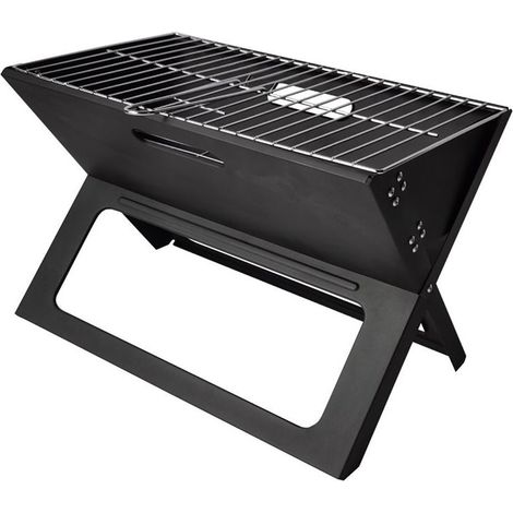 Barbecue a carbonella pieghevole rettangolare in acciaio smaltato con griglia in acciaio inox.