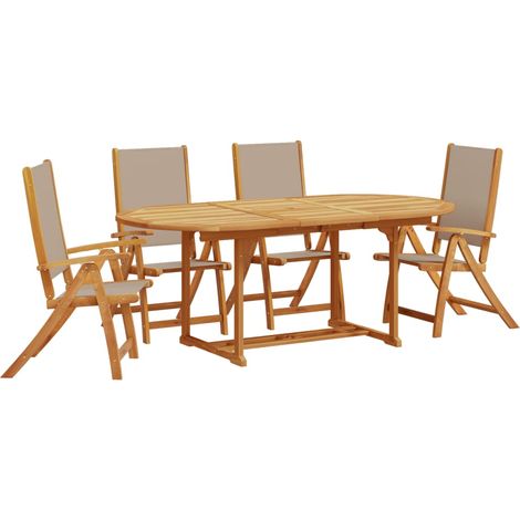 Set Pranzo da Giardino 5pz Legno Massello di Acacia e Textilene vidaXL (1/5)