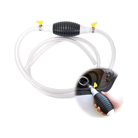 Pompe à siphon manuelle portative universelle pour véhicule avec tuyau de 4 mètres, permet de transférer essence, diesel, solvants et autres liquides (1/5)