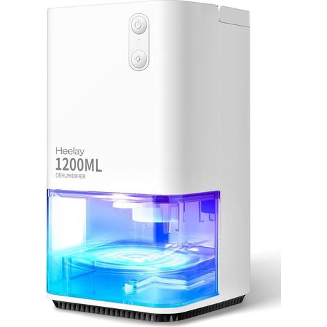 1200-ml-Luftentfeuchter, energiesparender elektrischer Luftentfeuchter, tragbar, extrem leise, automatische Abschaltung, 7-farbige Beleuchtung, Luftentfeuchter für Schlafzimmer und Badezimmer (1/5)