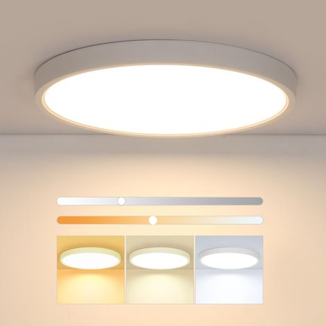Lampe de plafond réglable, diamètre 30 cm 24 W Plafonnier LED pour chambre IP44, 3 000 K-6 500 K 2 160 lm Pour cuisine, chambre, couloir, salle de bain, salon (1/5)