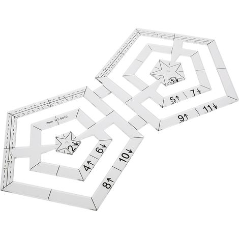 Règle double pentagonale pour patchwork, outil de couture et de dessin en acrylique transparent pour patchwork DIY (1/5)