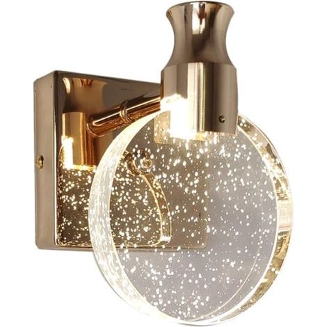 Applique Murale - Cristal - Aluminium Doré - 3 Couleurs de Lumière Réglables - Pour Salon Chambre Salle de Bain Couloir - 1 Pièce (1/5)
