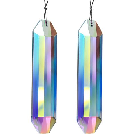 2 Pcs Attrape Soleil Cristal Suspendu, Attrape-Soleil en Cristal Hexagonaux, Suncatcher Prismes de Cristaux Suspendus pour Fenêtres, Jardin, Intérieur, Extérieur, avec Cordes (1/5)