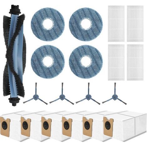 19-teiliges Ersatzteilset, kompatibel mit dem Staubsauger Eufy Omni C20: 1 Hauptbürste, 4 Reinigungstücher, 4 Seitenbürsten, 4 HEPA-Filter, 6 Ersatzstaubbeutel (1/5)