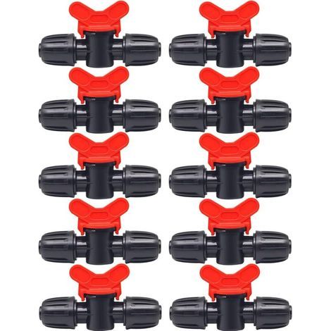 BUNTHAUS 10 Pièces Vanne Commutation d'Irrigation, Irrigation Pipe Valve Switch, Robinet Jardin en Plastique PE, Robinet Barbelé Double Mâle, pour L'irrigation des Pelouses de Jardin, pour 16mm Tuyau (1/5)