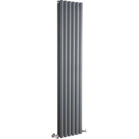 Double Tall Vertical Oval Panel Radiator Anthracite 1800mm High 472mm Wide