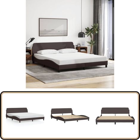 Bettgestell ohne Matratze Dunkelbraun 180x200 cm Stoff - Bettsofa - Doppelbett - Boxspringbetten - Lattenrost - Holzrahmen