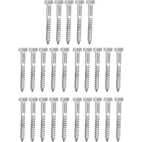 25 PCS Hex Lag Screws M650MM 304 Stainless Steel Lag Bolts Wood Self Tapping Screw for Wooden Post Cable Railing Deck Baluster (1/4)
