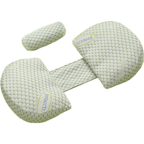 Oreiller Grossesse - Forme Ergonomique En Cunette - Inclinaison 30° - Tissu Probiotique - Housse Intérieure Démontable - Vert - 1 Pièce