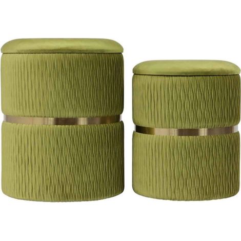 Lot de 2 Tabourets Design "Milas" 44cm Vert Pistache (1/5)