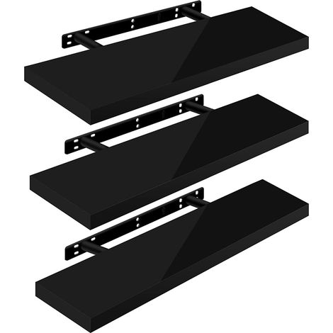 WOLTU 3 x Étagère Murale, Tablette Murale Panneau de Bois, Étagère Flottante, Étagère à Livres, 80x22, 9x3, 8cm, Nior RG9480sz-3 (1/4)