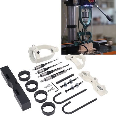 Kit de positionnement pour perceuse d'établi, burin à trou carré, établi de menuisier, outils de positionnement pour mortaises, burin à mortaiser, kit d'accessoires pour perceuse à mortaiser (1/5)
