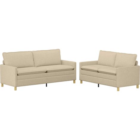 Sofa Set 2 stk. Creme Stoff vidaXL