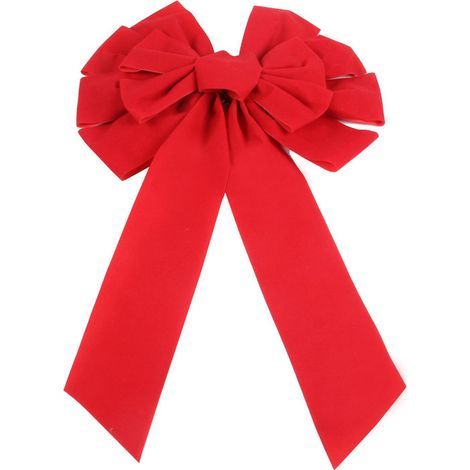 Sollbry 6 Stück große rote Samtschleifen, Weihnachtsschleifen zum Aufhängen für Weihnachtskränze oder Baumspitzen, für die Innen- und Außendekoration, 9,8 x 17,7 (1/5)