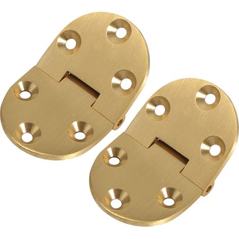 Zwei Messingscharniere für ein Serviertablett, abgerundete Kante, 2-1/2" x 1-1/2", mit Schrauben und Klappe (1/5)