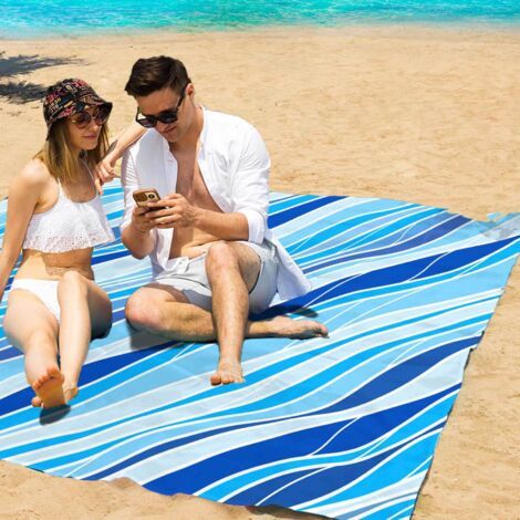 Extérieur Camping polyester imperméable à l'eau pratique pliable pique - nique pad étanche pad bleu Plaid Plage Pad (1/3)