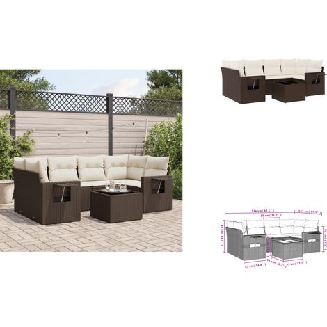 7-tlg. Garten-Sofagarnitur mit Kissen Braun Poly Rattan - Garten Sofagarnitur - Garten Sofagarnituren - Outdoor Sofagarnitur - Sofagarnitur Terrasse (1/3)