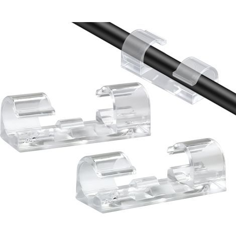 Lot de 48 Clips Auto-adhésifs pour Gestion des câbles, organisateurs de câbles pour TV, PC, Ordinateur Portable, câble Ethernet, Bureau, Maison (1/5)