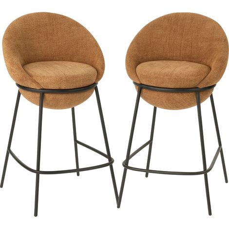 Chaise de bar design en tissu texturé terracotta et métal noir - EGYZ (1/5)