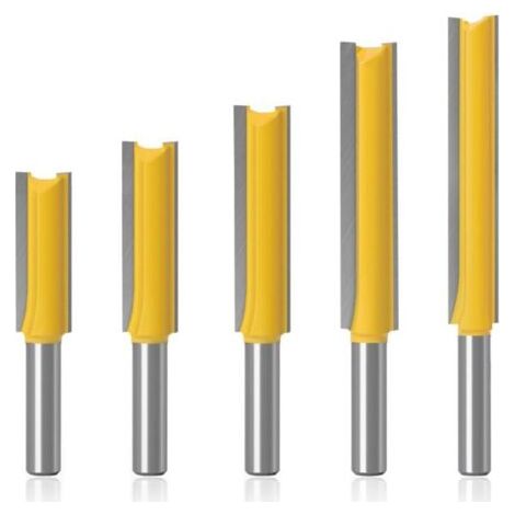 Pr 5Pcs 8mm Flush Trim Router Bits Extra Long Mèches Carbide Router Bits à Bois Fraise à Menuiserie - Pour bois, longueur de coupe extra longue : 30 mm, 40 mm, 50 mm, 63 mm, 76 mm (1/4)
